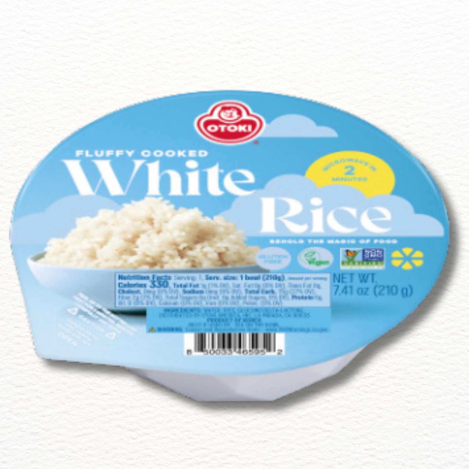 Ottogi Cooked White Rice – Microwave-Ready Korean Rice Bowl (210g)