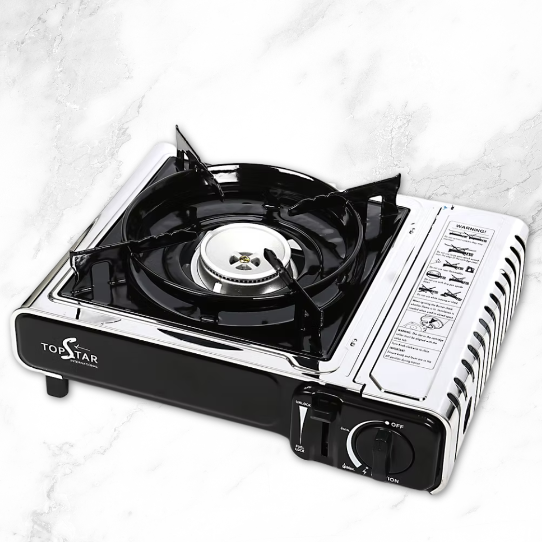 Portable Stainless Gas Stove Black | Approved Butane BBQ Stove