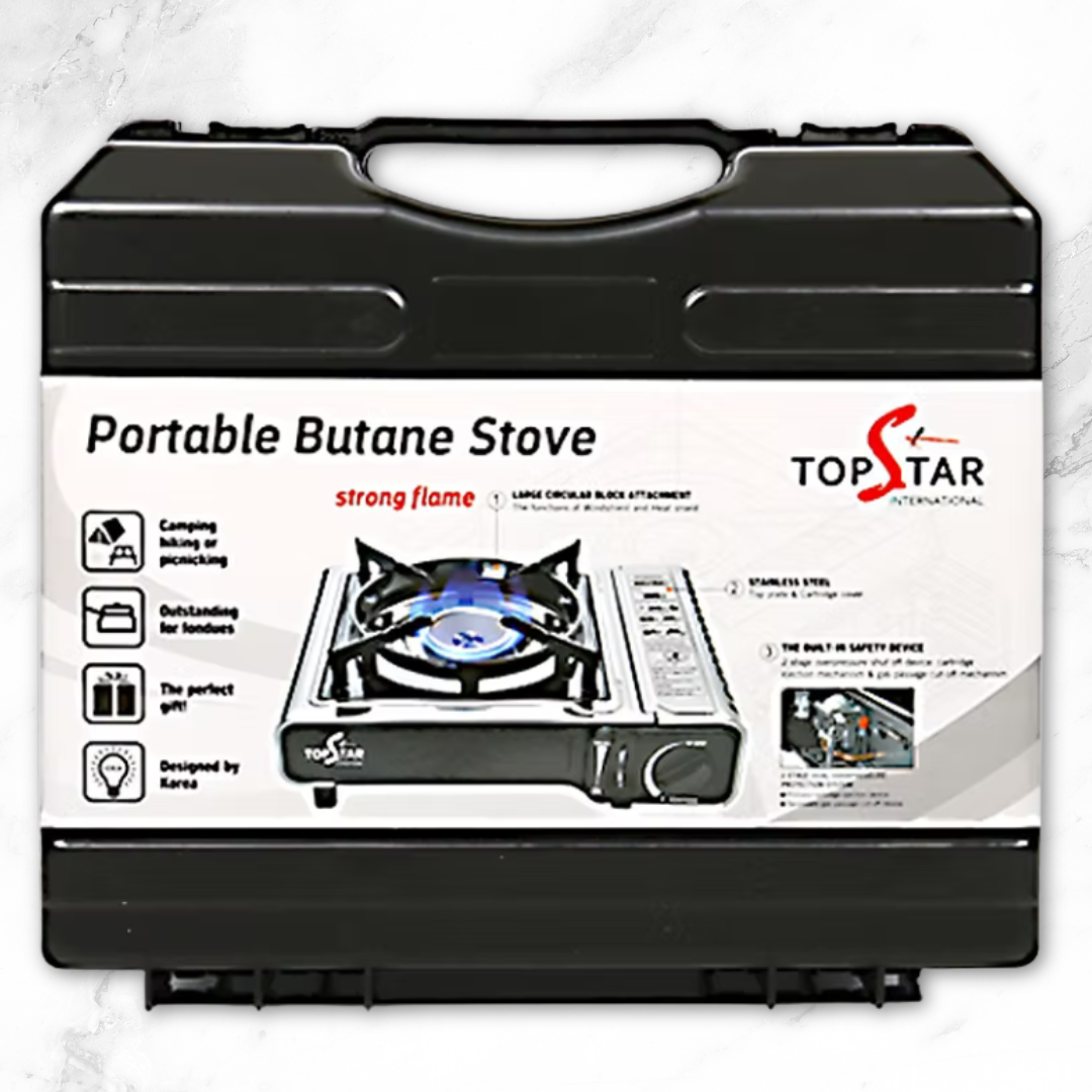 Portable Stainless Gas Stove Black | Approved Butane BBQ Stove