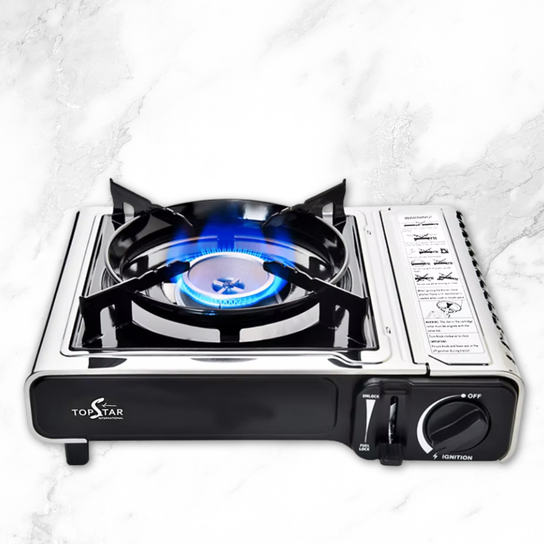 Portable Stainless Gas Stove Black | Approved Butane BBQ Stove