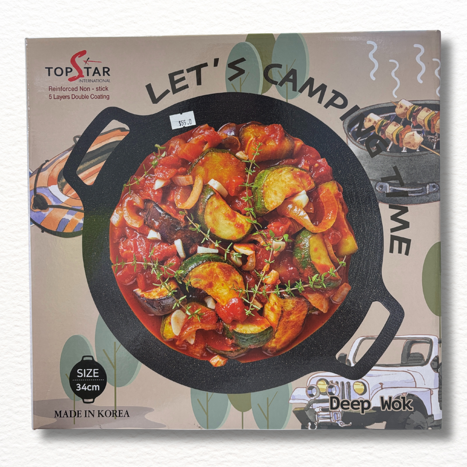 Topstar Multi Camping Griddle 34cm – Large Outdoor BBQ & Cooking Pan | 탑스타 그리들