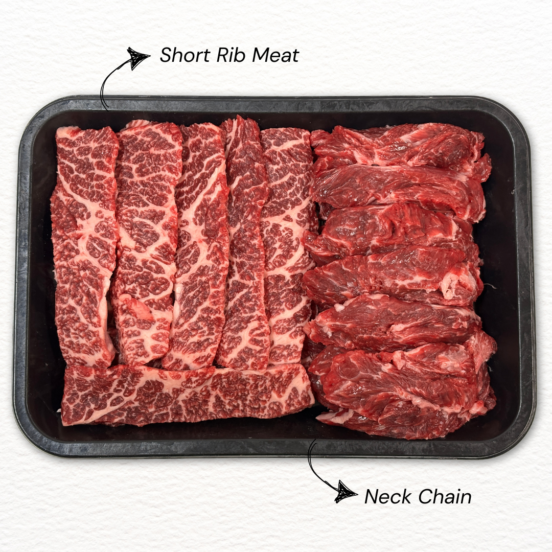 Jac Wagyu BBQ Platter C – Short Rib Meat & Neck Chain Set (Fresh 600g)